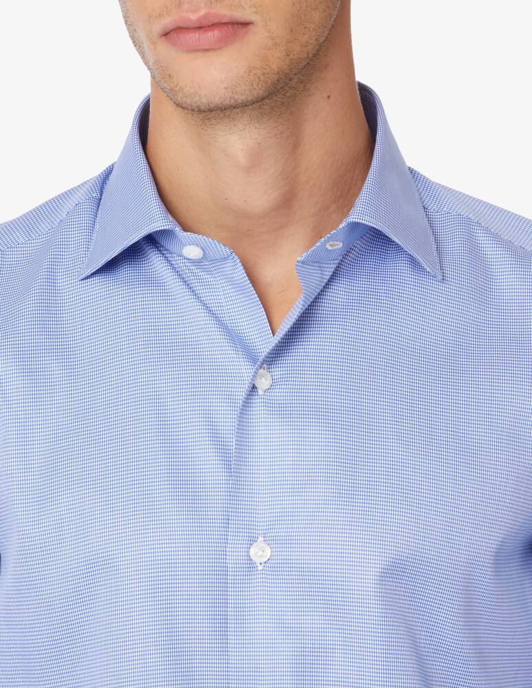 rinascente Finamore Camicia micro pied de poule - Azzurro