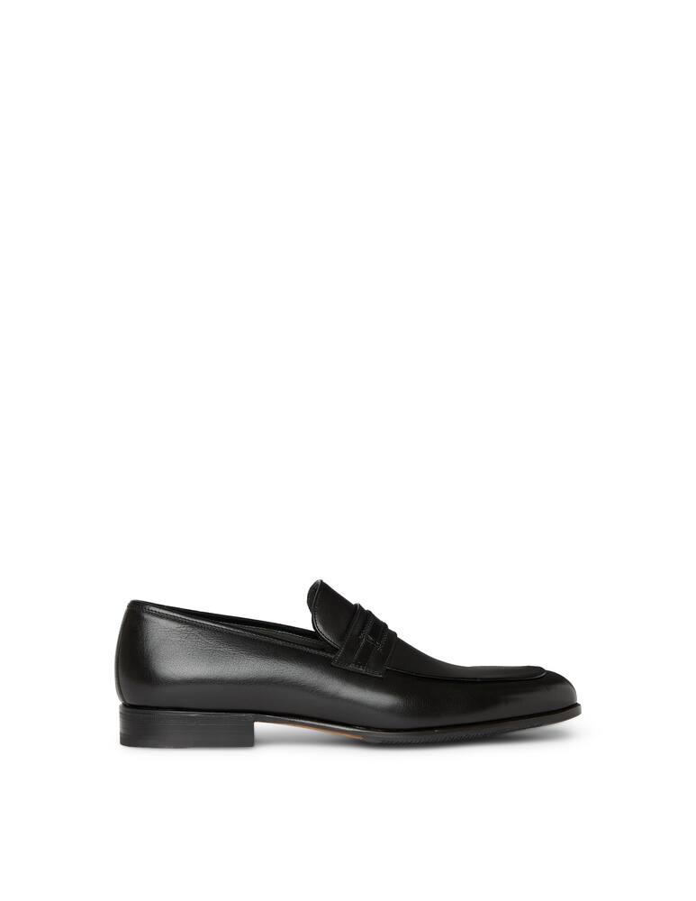 rinascente Moreschi Black buffalo leather loafer shoes