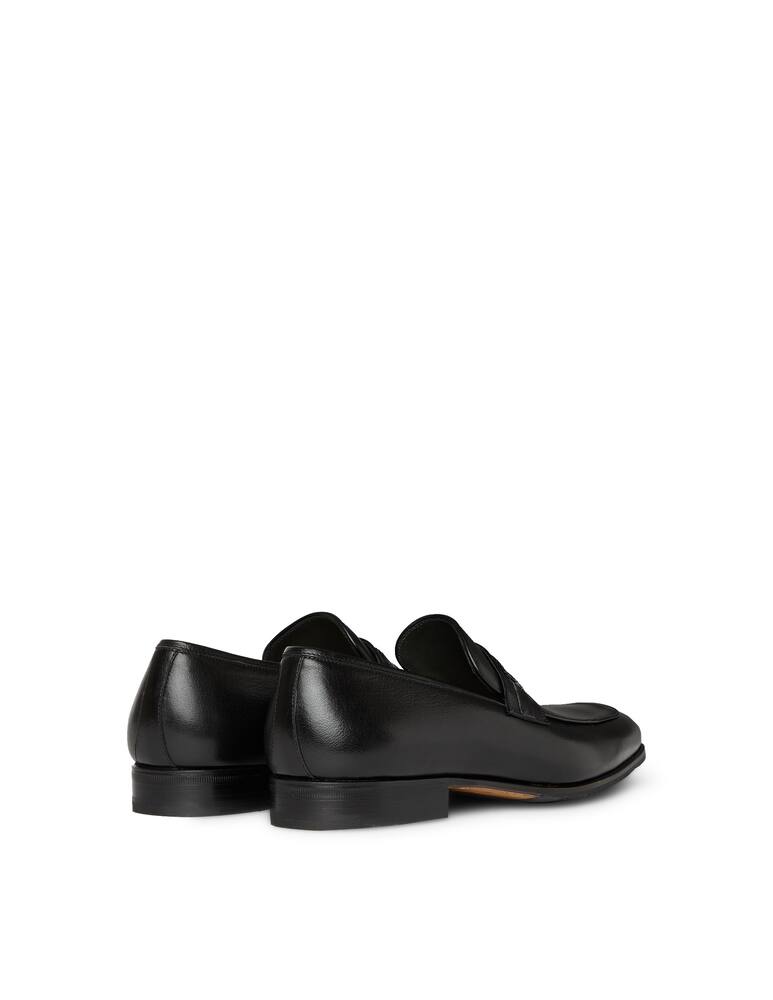 rinascente Moreschi Black buffalo leather loafer shoes