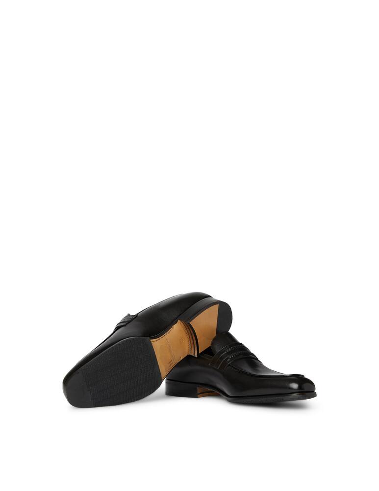 rinascente Moreschi Black buffalo leather loafer shoes
