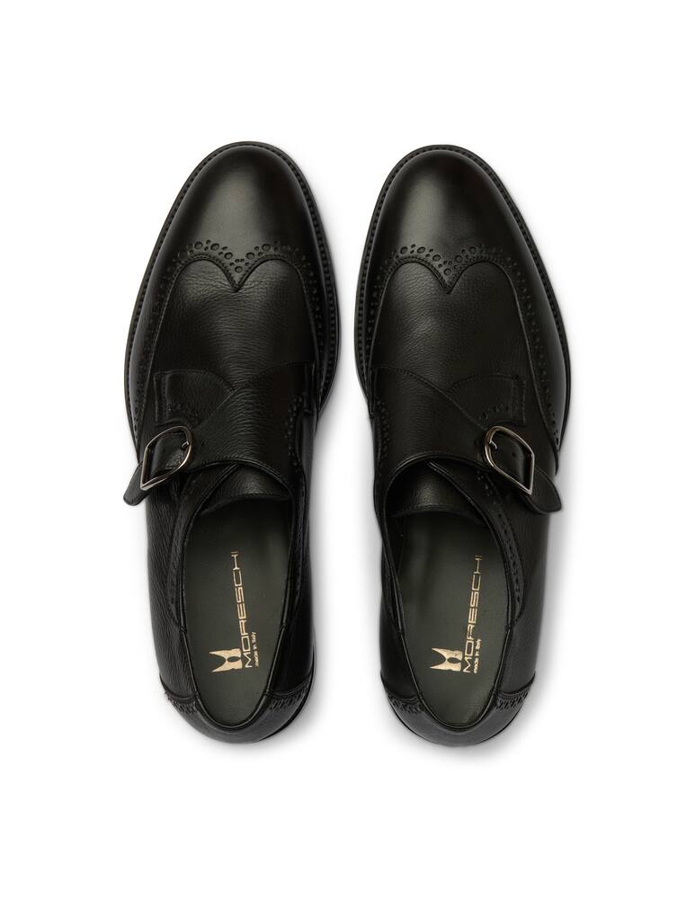 rinascente Moreschi Black calfskin single buckle shoes