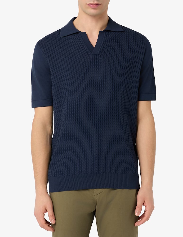 Sartoria Italiana Polo v-neck treccina knit - picture 1 Sartoria Italiana Polo v-neck treccina knit - picture 1