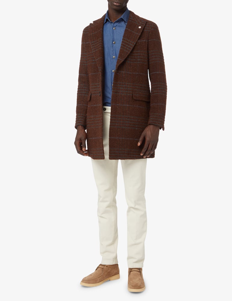 rinascente Manuel Ritz Cappotto in lana a quadri - Marrone