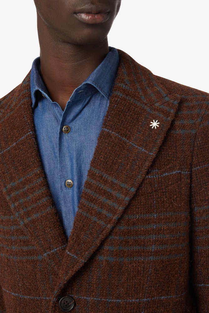 rinascente Manuel Ritz Cappotto in lana a quadri - Marrone