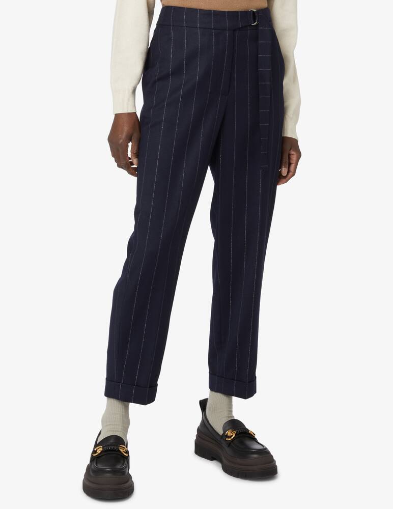 rinascente Peserico Cropped pinstripe trousers - Blue