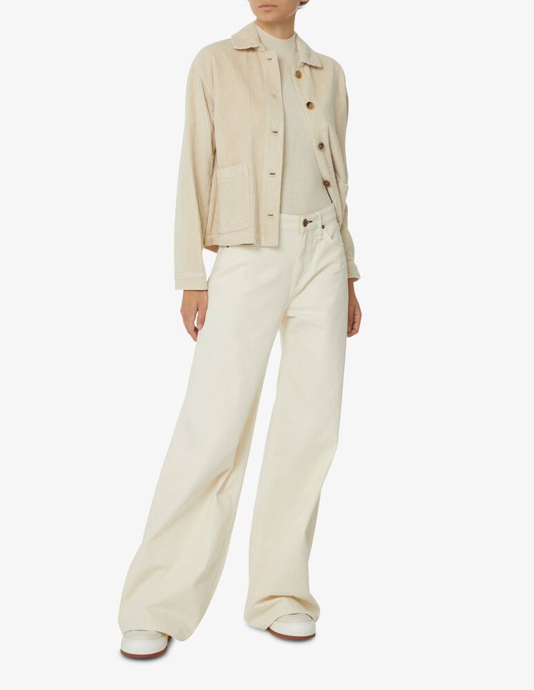 rinascente Peserico Maglione a manica corta collo alto e costine - Bianco