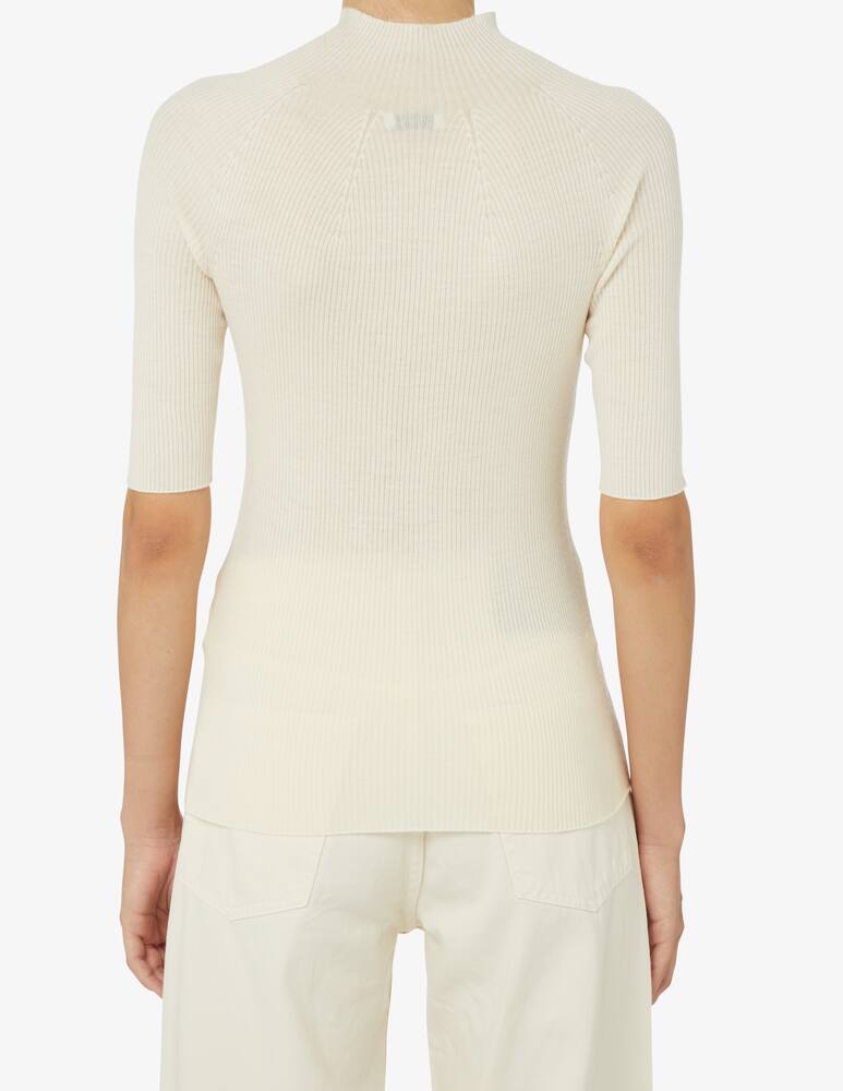 rinascente Peserico Maglione a manica corta collo alto e costine - Bianco