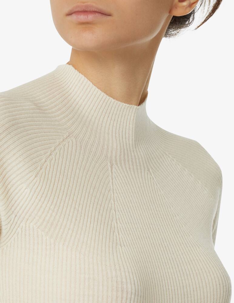 rinascente Peserico Maglione a manica corta collo alto e costine - Bianco