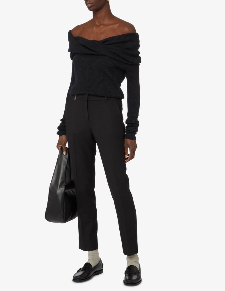Peserico Cigarette trousers in wool blend - Black - picture 1