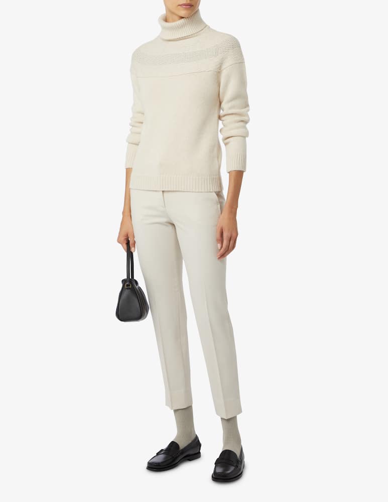 Peserico Cigarette trousers in wool blend - White - picture 1 Peserico Cigarette trousers in wool blend - White - picture 1