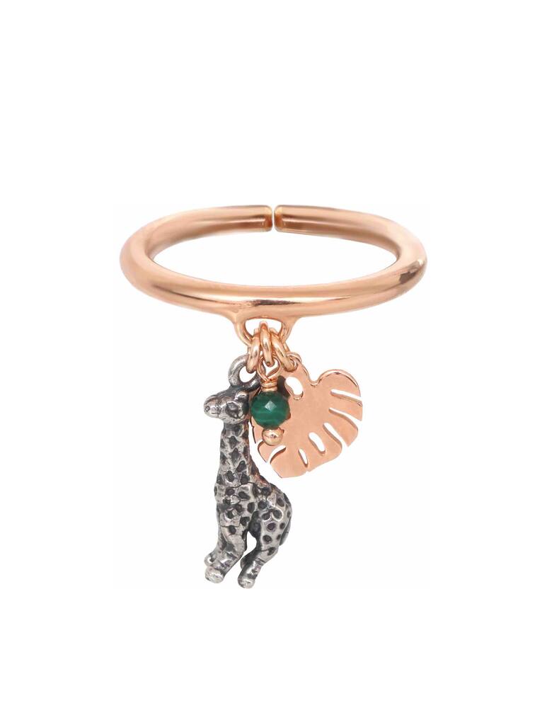 rinascente Maman et Sophie Monstera & Malachite leaves and giraffe ring
