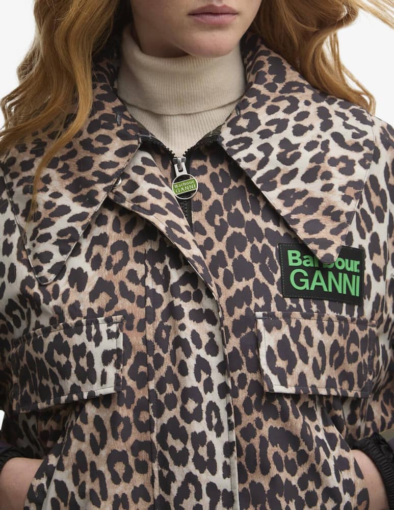 rinascente Barbour Parka impermeabile leopardato Ganni x Barbour
