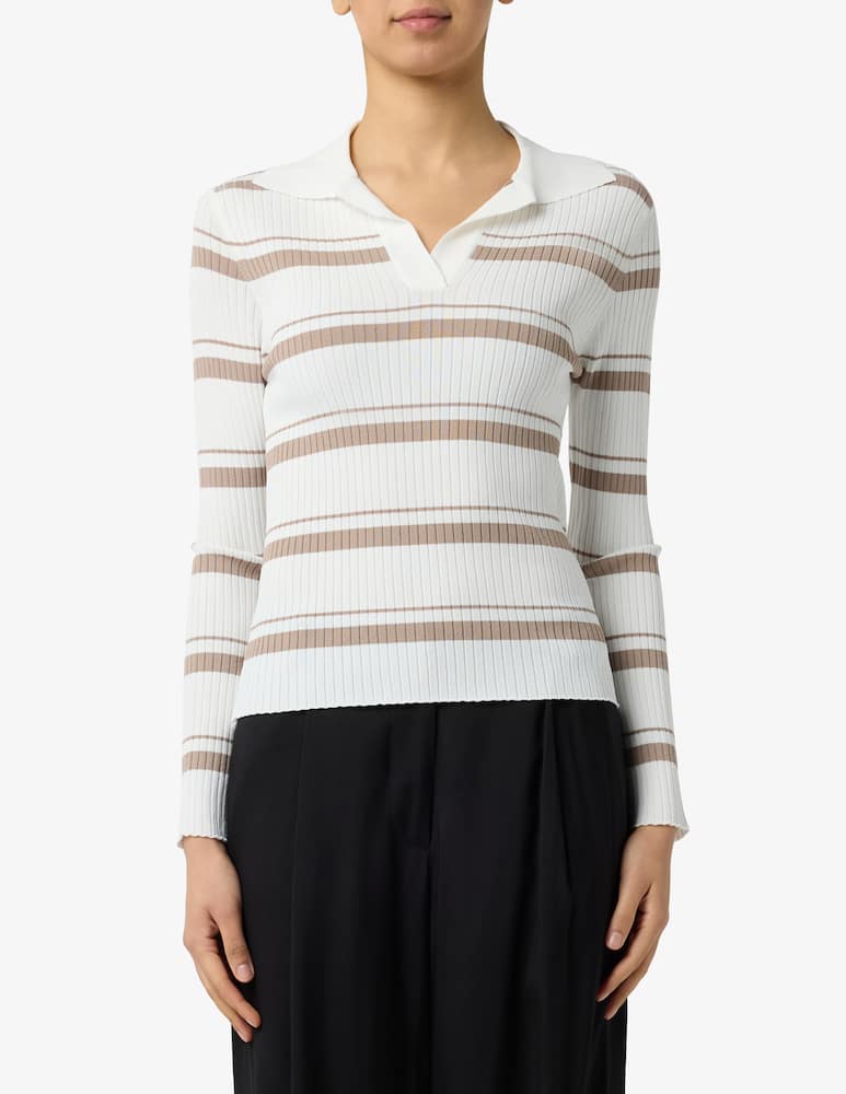 rinascente Annarita N Striped rib knit polo jumper