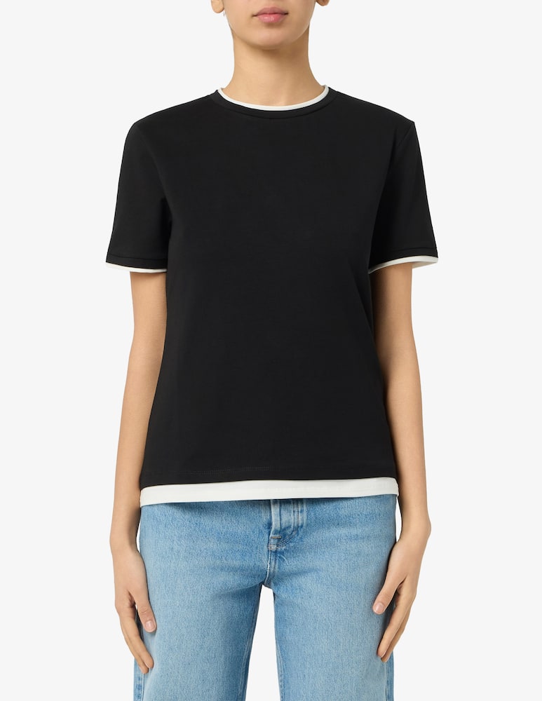 Annarita N Contrast trim crew t-shirt - picture 1 Annarita N Contrast trim crew t-shirt - picture 1