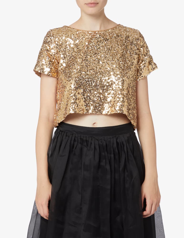 LAVI Couture Top a manica corta paillettes allover - immagine 1 LAVI Couture Top a manica corta paillettes allover - immagine 1