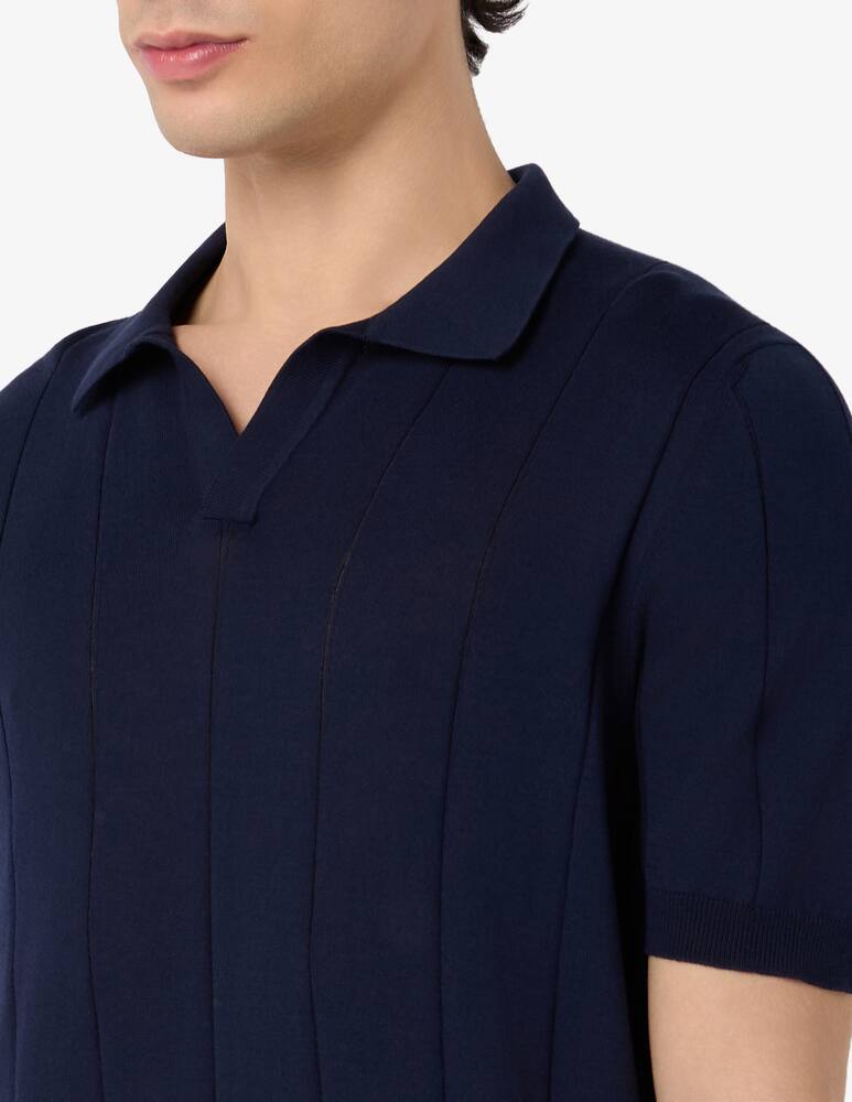 rinascente Gran Sasso Polo collo a V in cotone fresco costa larga