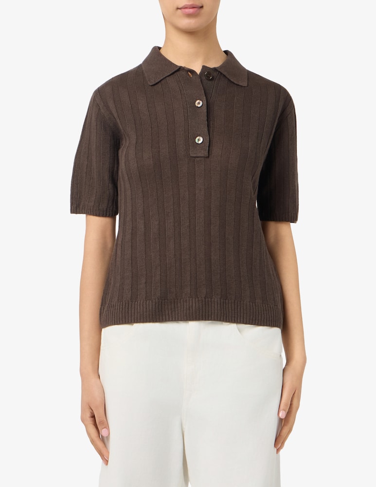 MM by MaxMara Ribbed knit polo top - picture 1 MM by MaxMara Ribbed knit polo top - picture 1