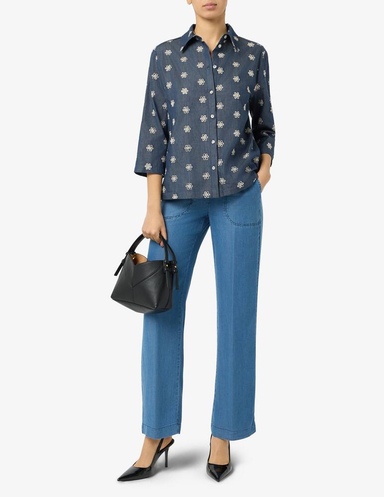 rinascente Elizabeth Ascot Broderie anglaise denim shirt