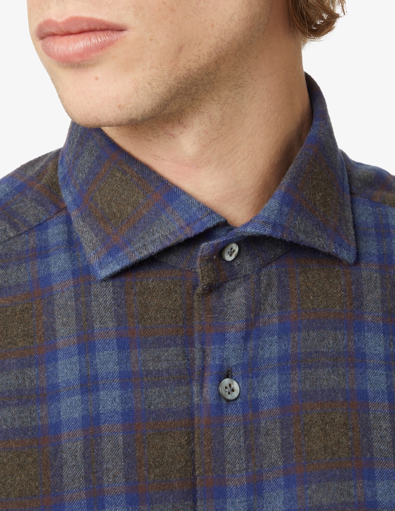 rinascente Guglielminotti Camicia a quadri in flanella - Blu