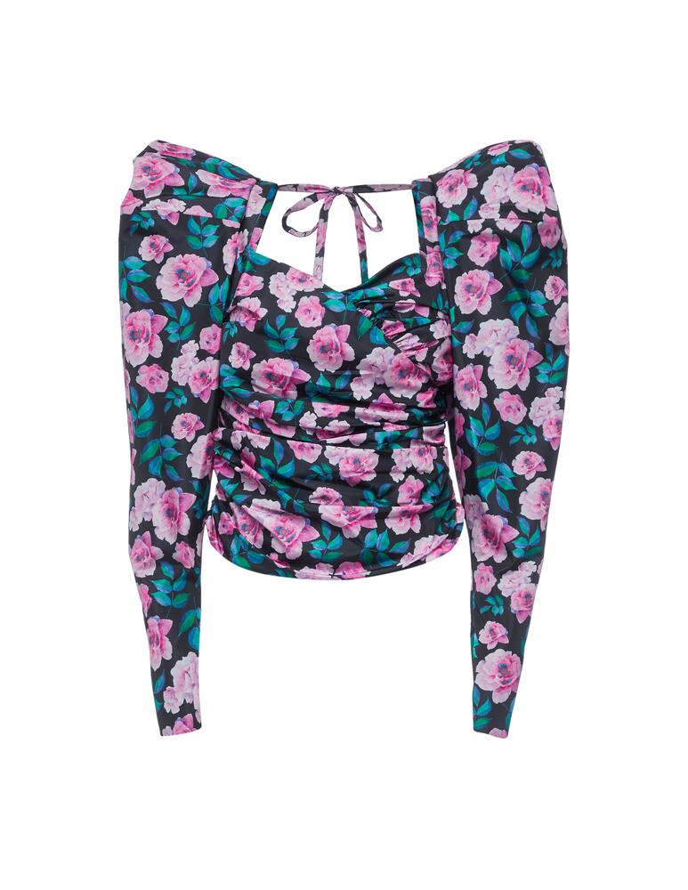 rinascente Giuseppe di Morabito Top with maxi sleeves in printed taffeta