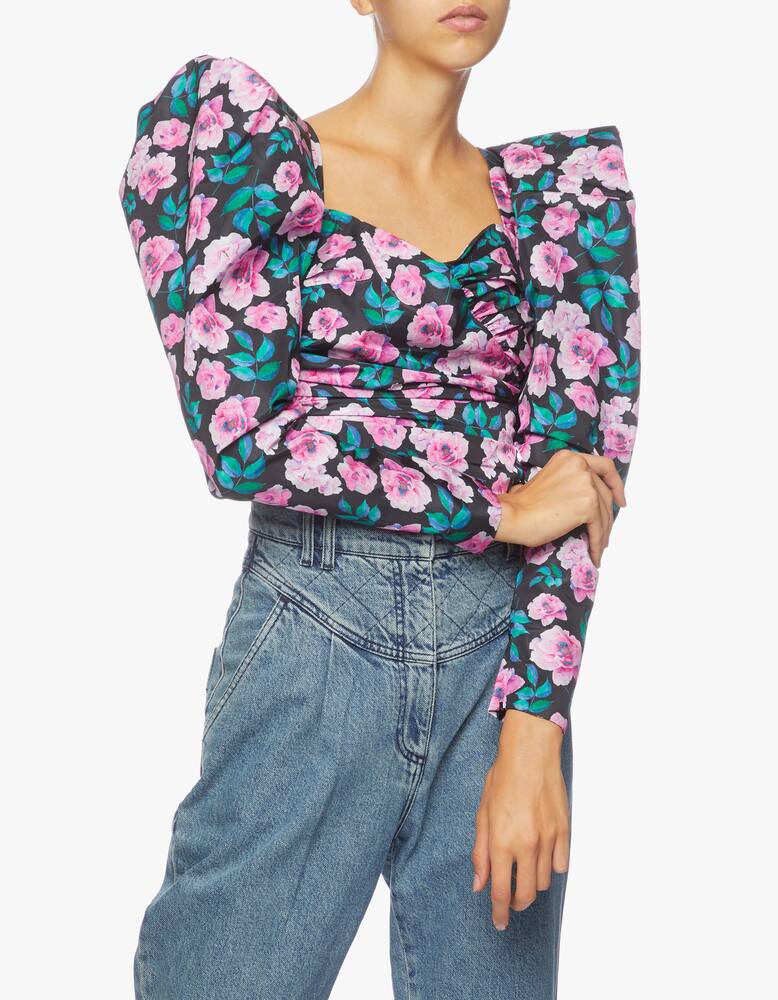 rinascente Giuseppe di Morabito Top with maxi sleeves in printed taffeta