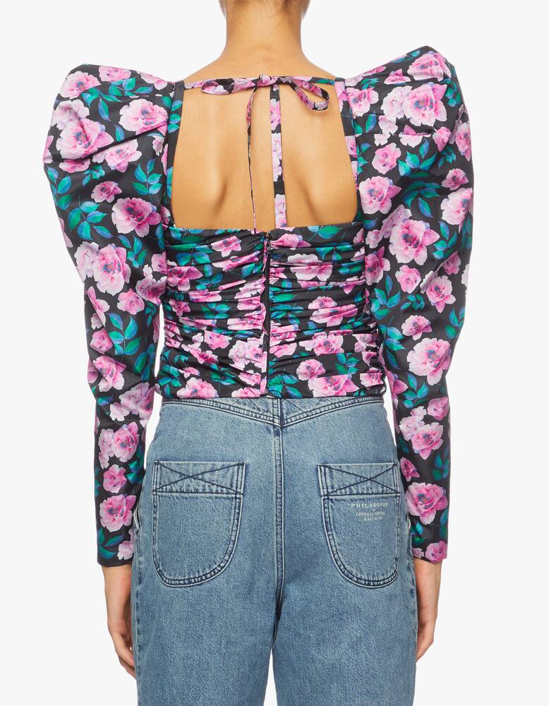 rinascente Giuseppe di Morabito Top with maxi sleeves in printed taffeta
