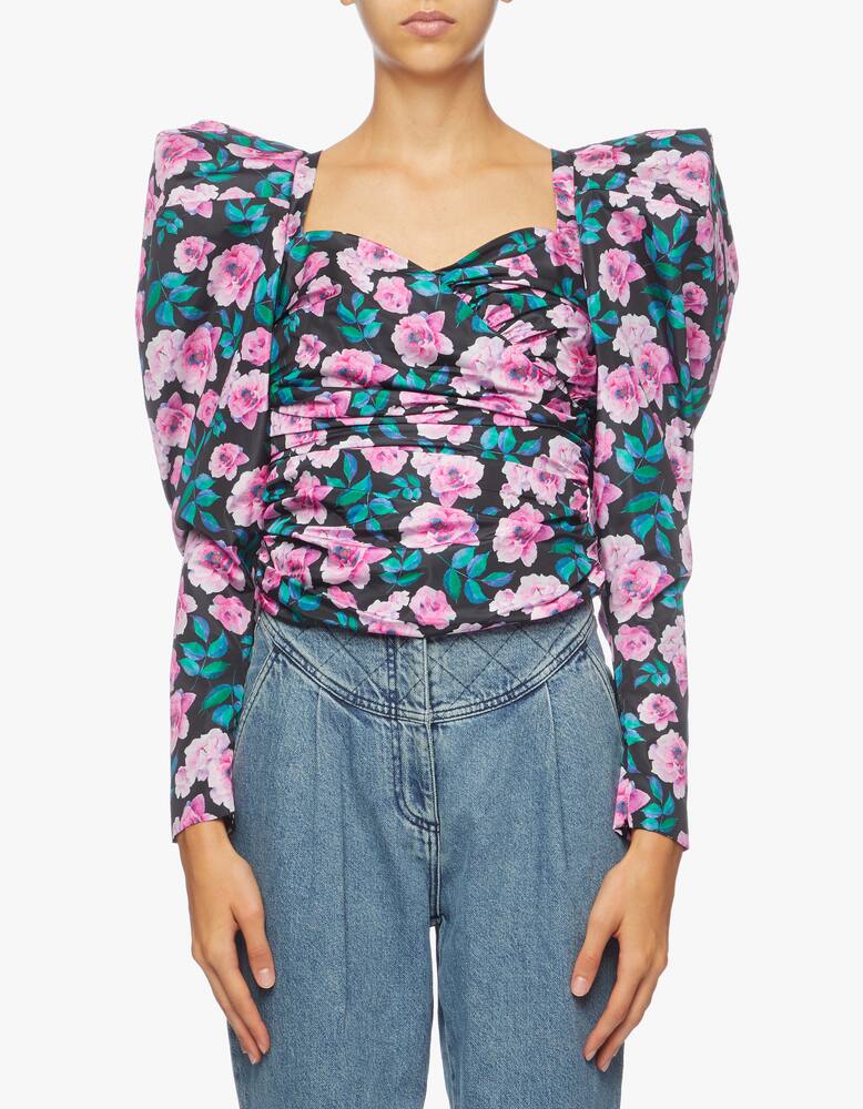 rinascente Giuseppe di Morabito Top with maxi sleeves in printed taffeta