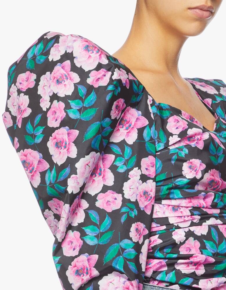 rinascente Giuseppe di Morabito Top with maxi sleeves in printed taffeta