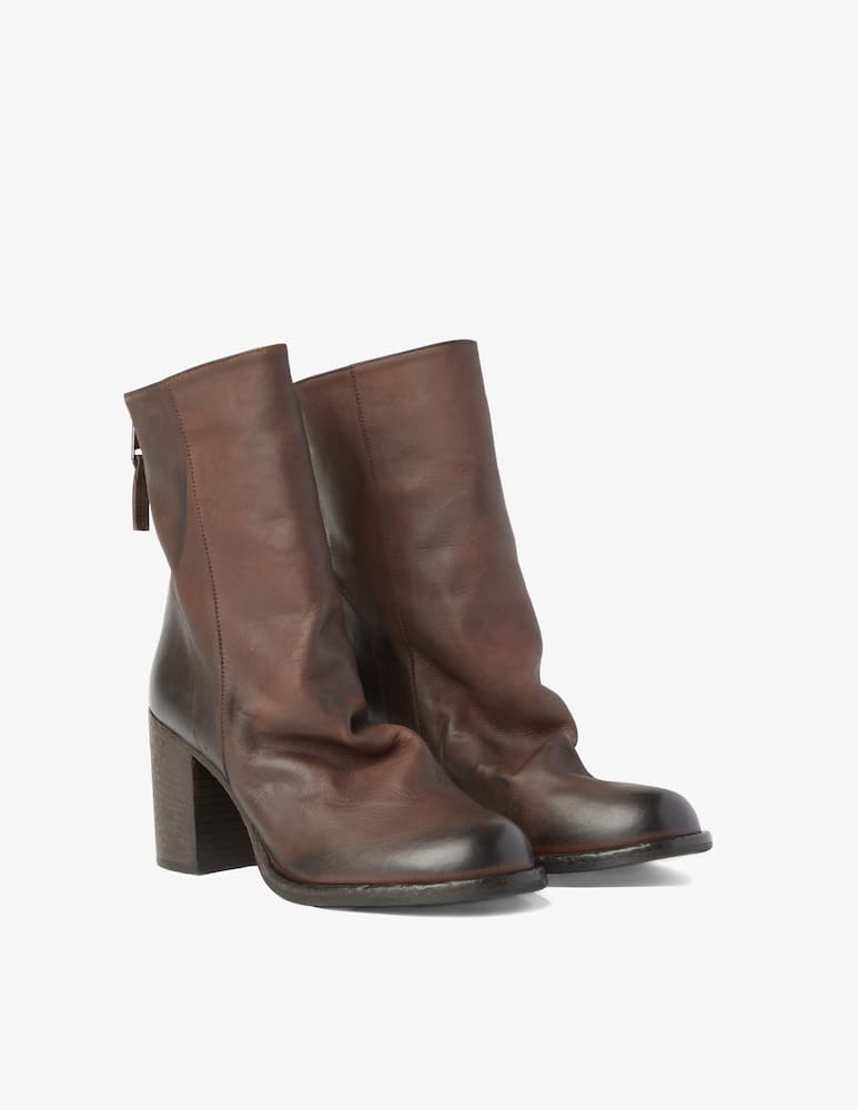 rinascente Strategia Leather boots with zip - Brown