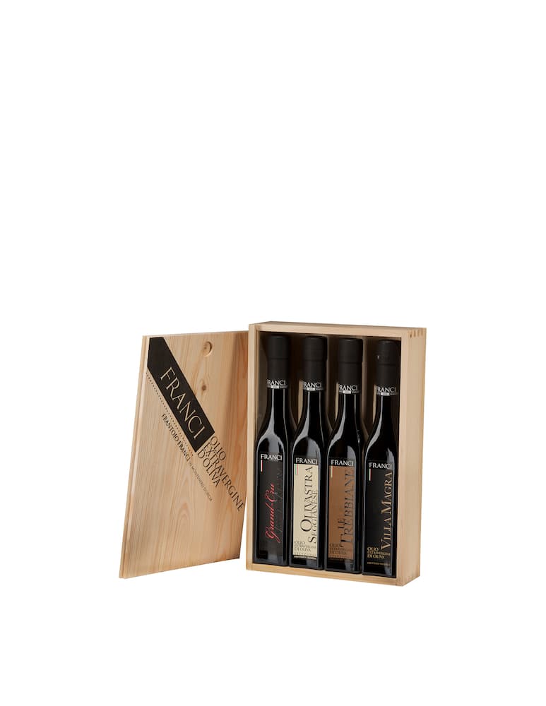 Franci Cassetta di Legno degustazione olio evo 4x250ml - immagine 1