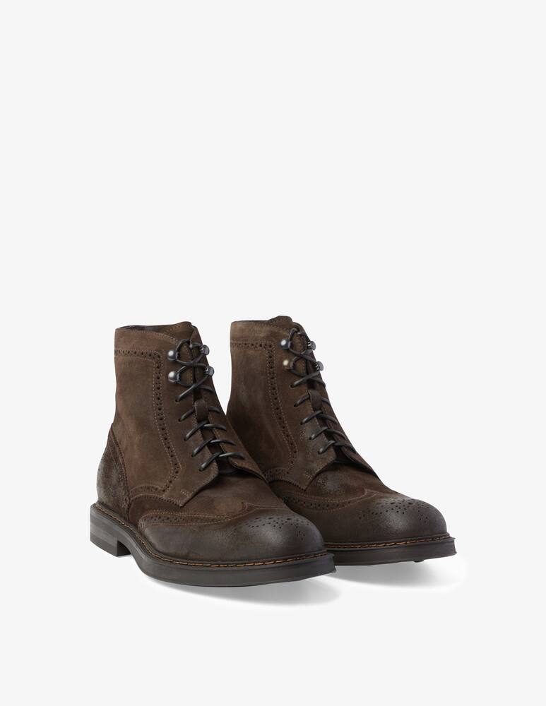 rinascente Doucal's Stivaletto stringato in suede - Marrone