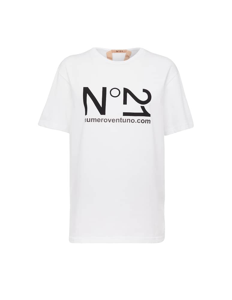 rinascente N°21 T-shirt in cotone con maxi logo