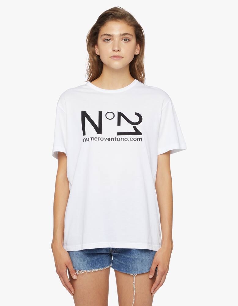 rinascente N°21 T-shirt in cotone con maxi logo