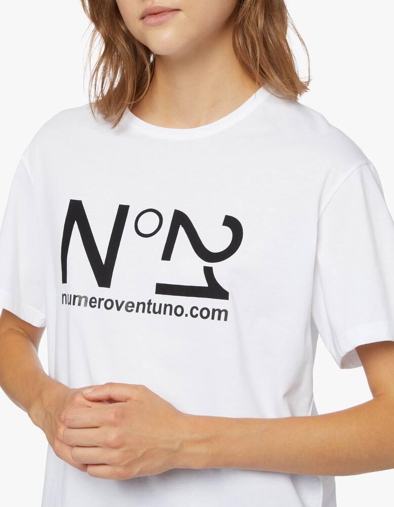 rinascente N°21 T-shirt in cotone con maxi logo