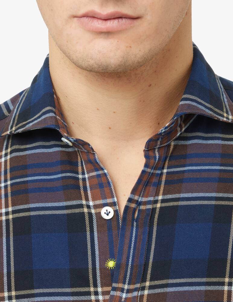 Giannetto Portofino Flannel checked shirt - Blue - picture 4 Giannetto Portofino Flannel checked shirt - Blue - picture 4