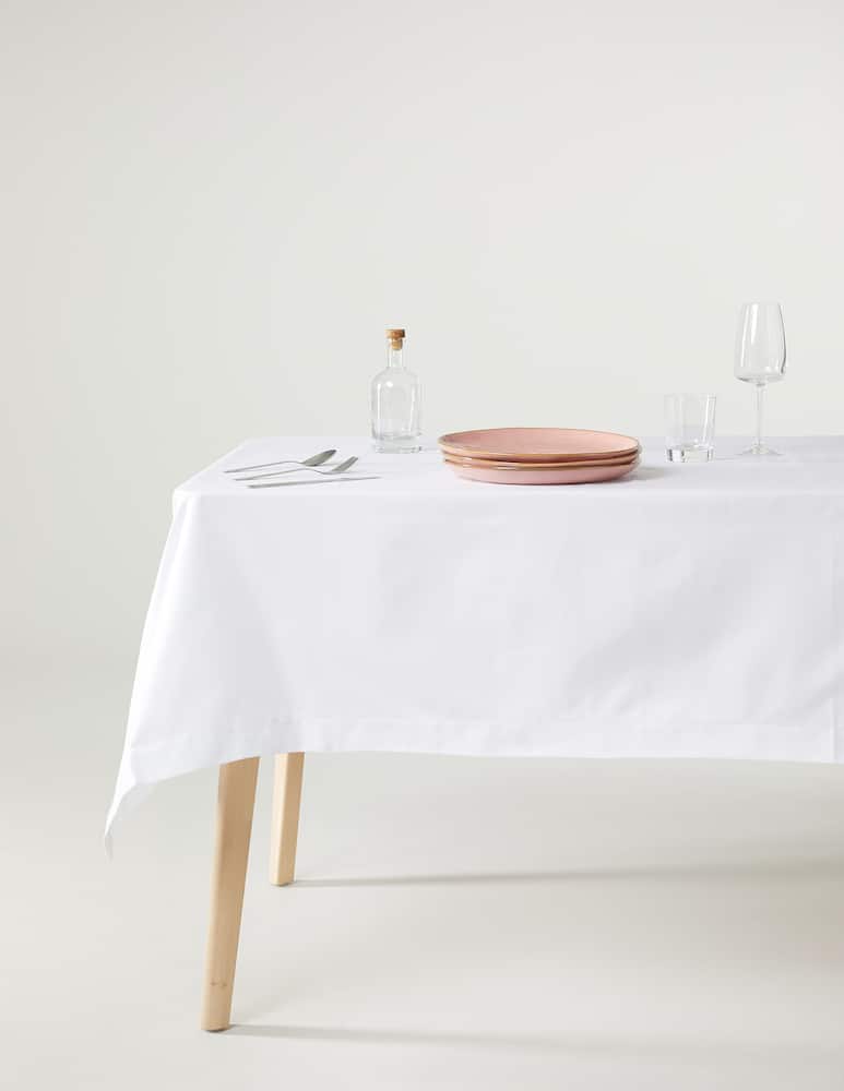 rinascente Somma Panama tablecloth for 6 people 150x220 - white