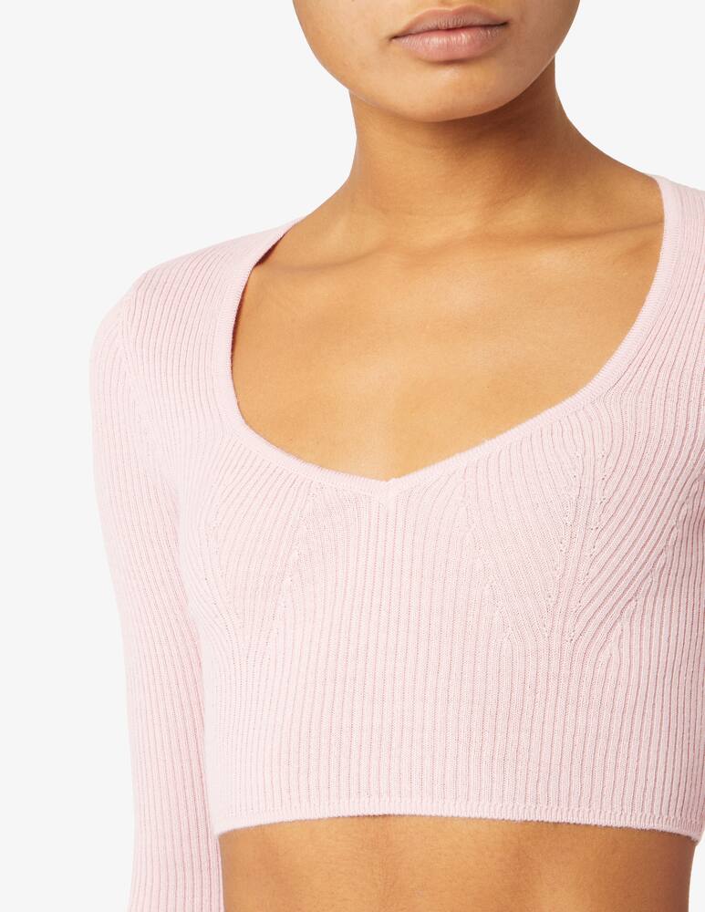 rinascente Rinascente Collection Pink Label Heart neckline short sleeve sweater - Pink