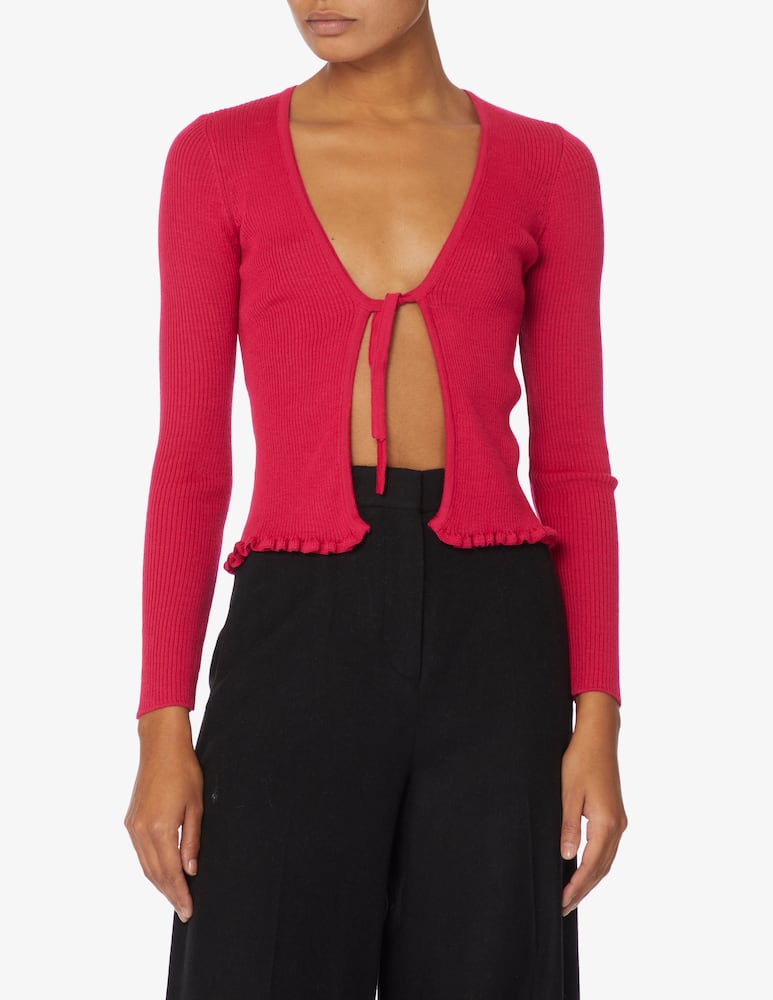 Rinascente Collection Pink Label Short cardigan with laces - Fuchsia - picture 1
