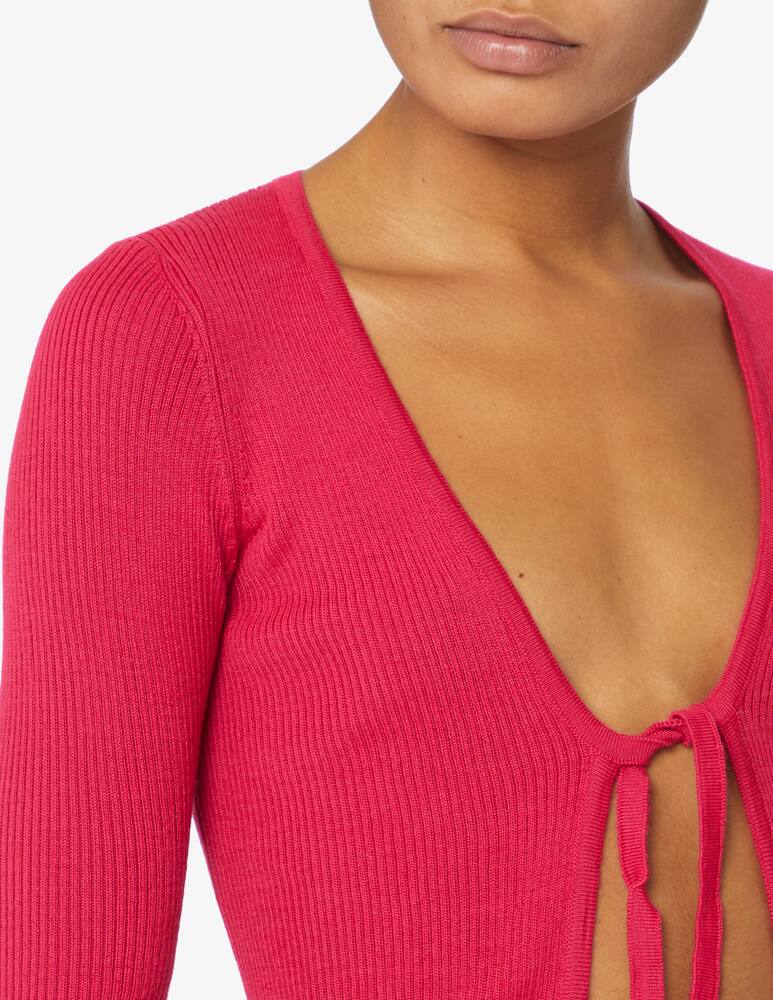 Rinascente Collection Pink Label Short cardigan with laces - Fuchsia - picture 4