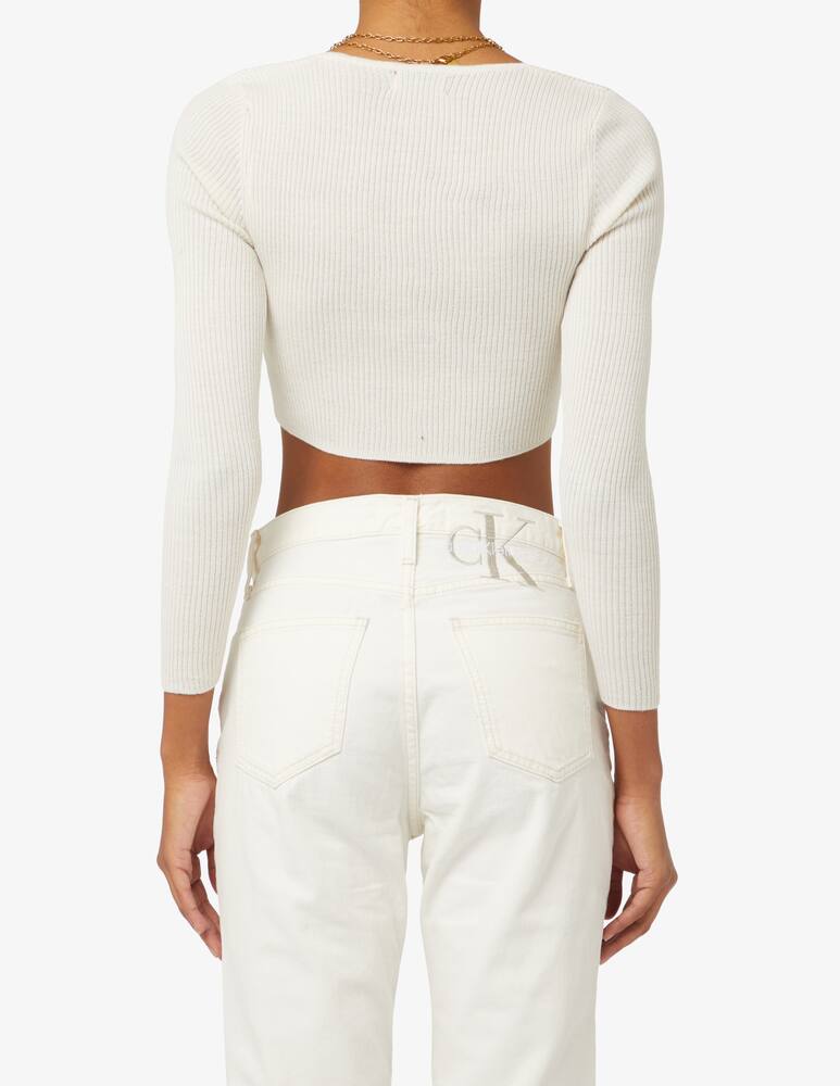 rinascente Rinascente Collection Pink Label Heart neckline short sleeve sweater - White