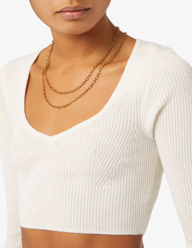 rinascente Rinascente Collection Pink Label Heart neckline short sleeve sweater - White