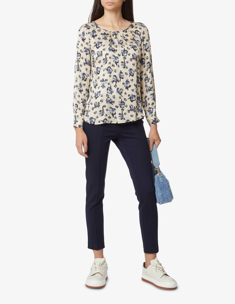 rinascente Elizabeth Ascot Round neck blouse cuffs with button - Beige