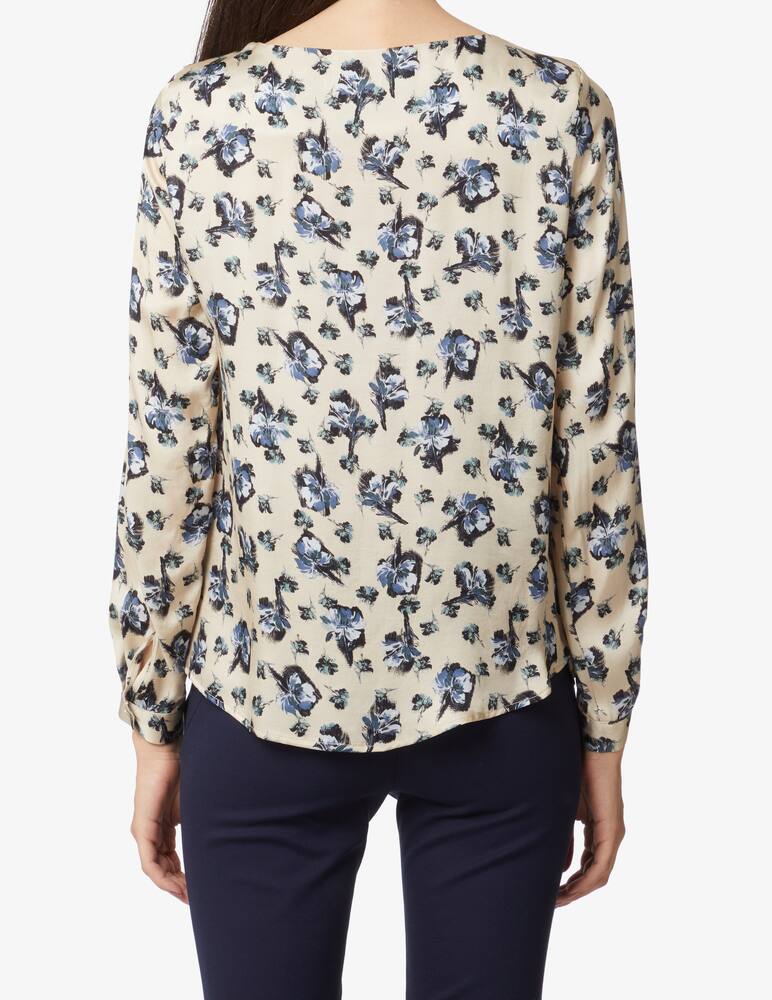 rinascente Elizabeth Ascot Round neck blouse cuffs with button - Beige