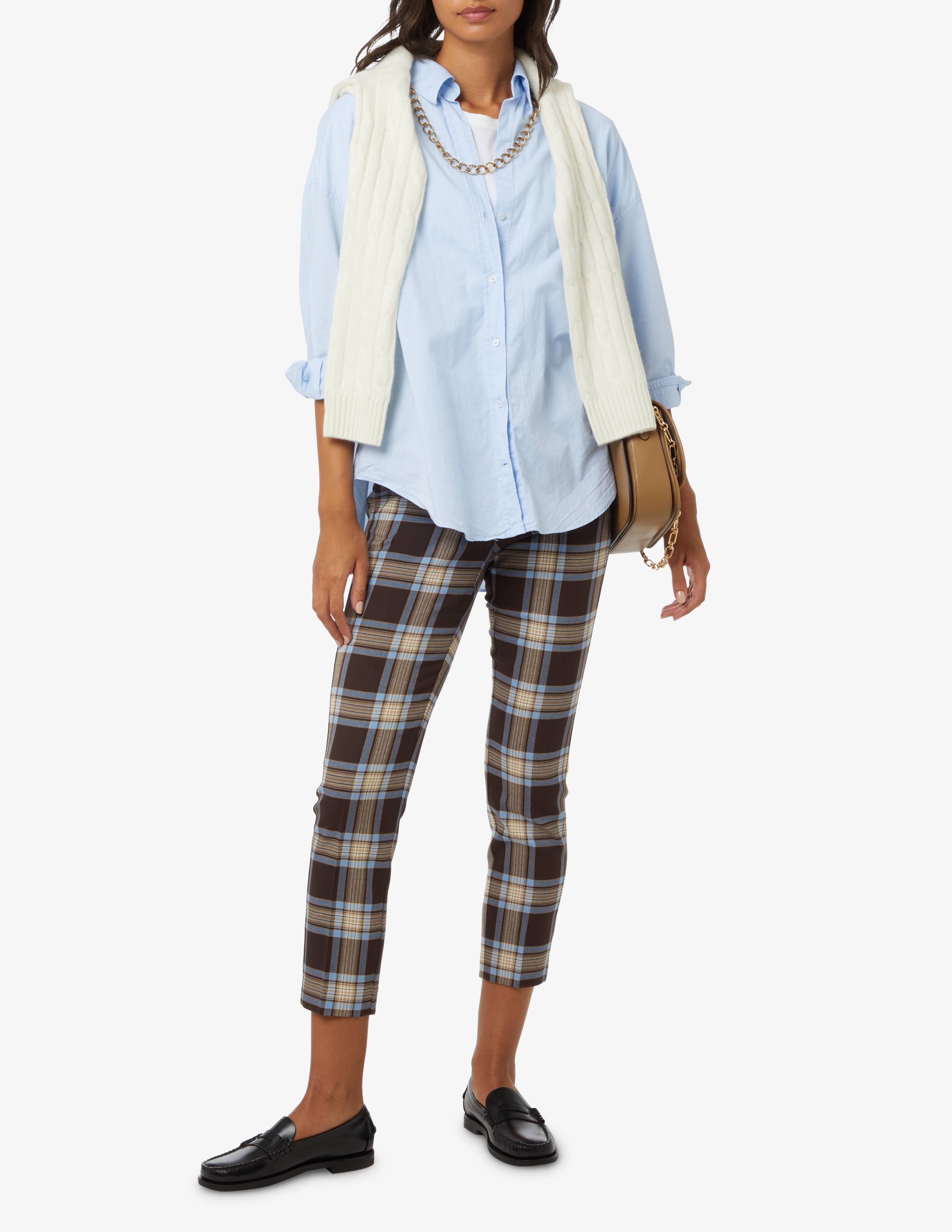 Shop Elizabeth Ascot Trousers check print Brown on Rinascente