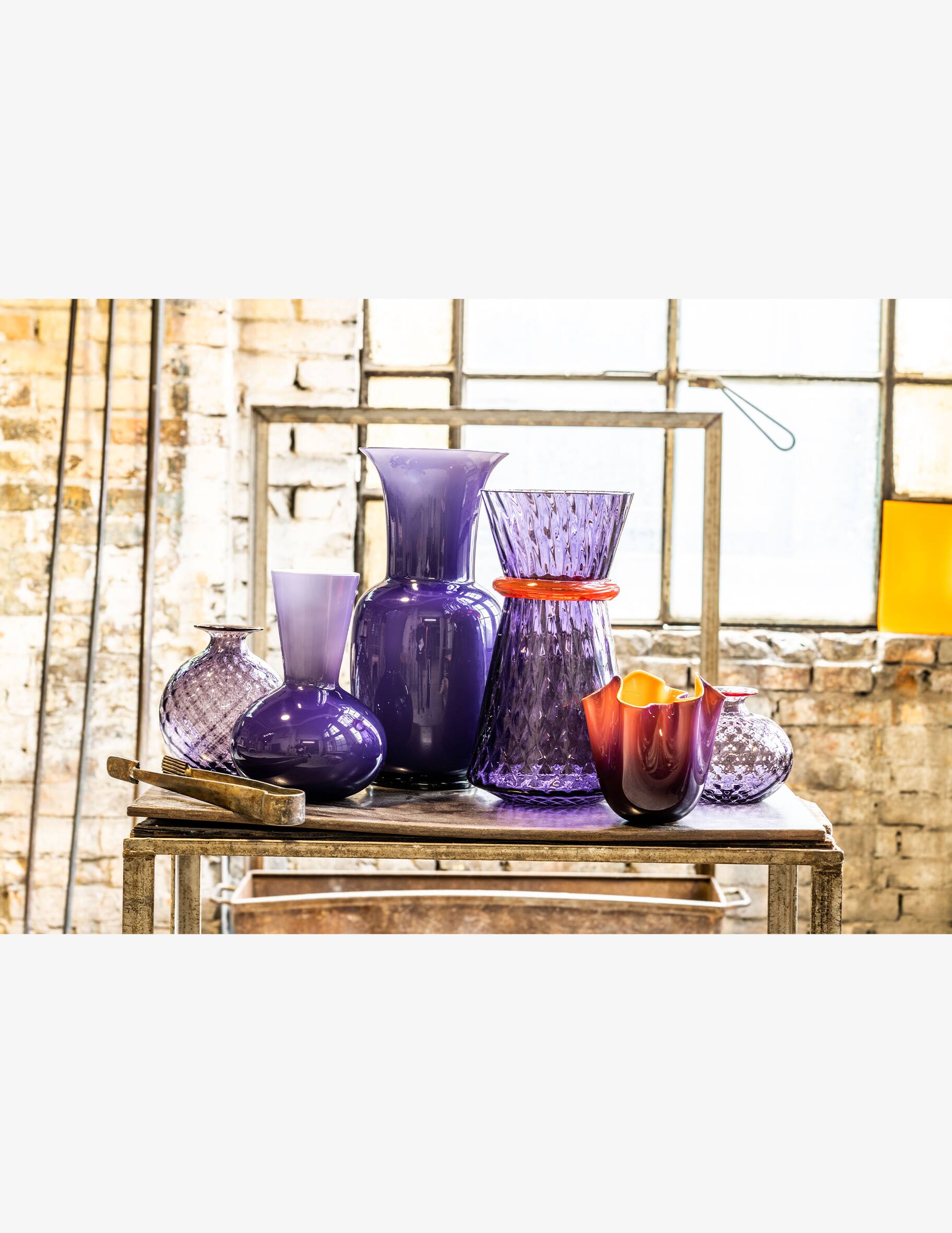Vase Venini Opalino Magenta 30 Cm - Verre De Murano Soufflé Main - 706.38