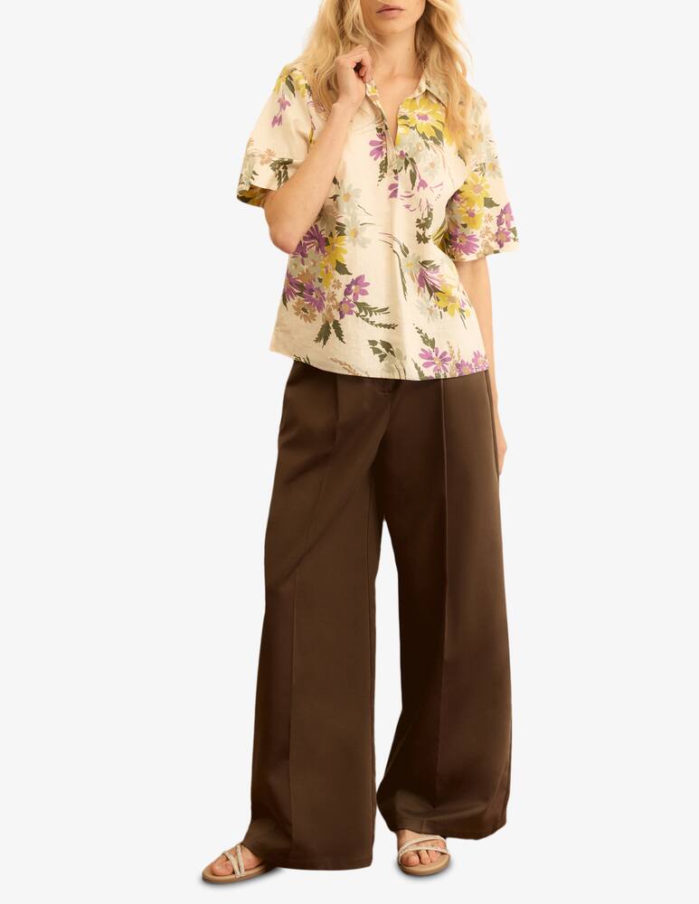 rinascente EMME Floral linen short sleeve shirt