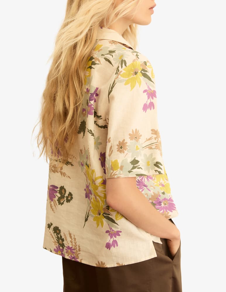 rinascente EMME Floral linen short sleeve shirt