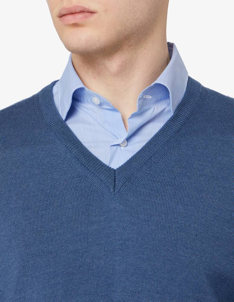 rinascente Pure Cashmere Maglia scollo a V in lana seta e cashmere - Blu