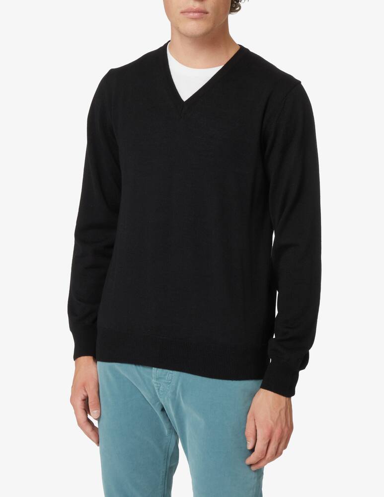 rinascente Pure Cashmere Maglia collo a V in lana seta e cashmere - Nero