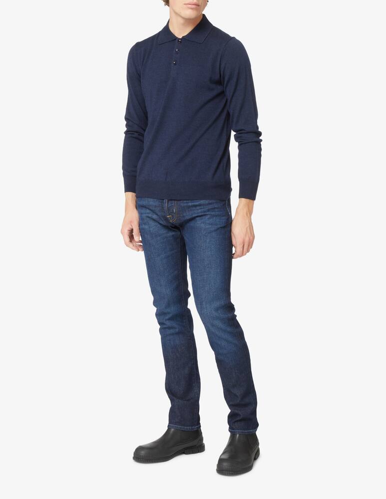 rinascente Pure Cashmere Wool silk and cashmere buttons polo - Blue